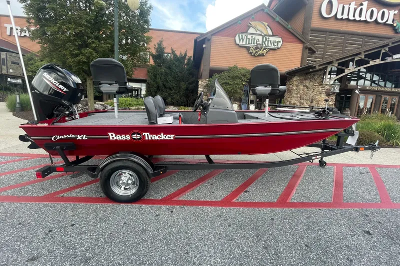 The Image of 2026 Tracker Bass Tracker Classic XL boat outside Outdoor World store. - 0