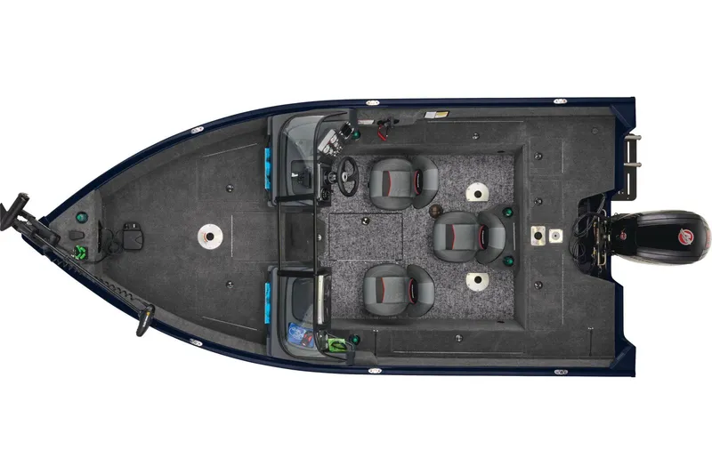Slide: The Image of 2026 Tracker Pro Guide V-175 WT boat displayed indoors on a trailer. - 2