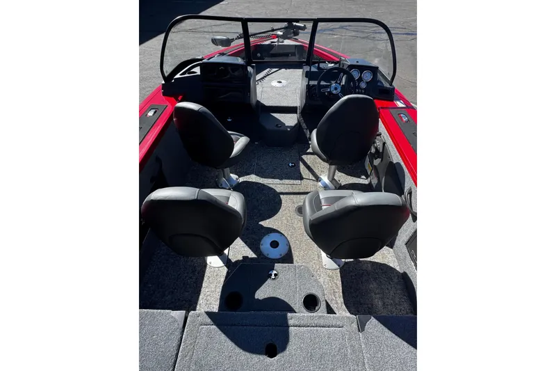 Slide: The Image of Interior view of 2026 Tracker Targa V-18 Combo boat with four seats and dashboard. - 11