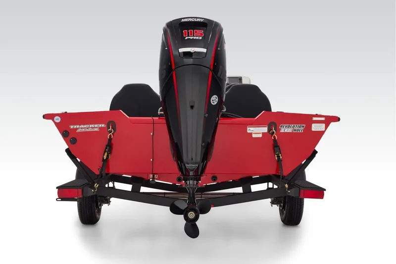 Slide: The Image of 2026 Tracker Pro Team 190 boat, rear view with Mercury 115 Pro XS engine. - 44