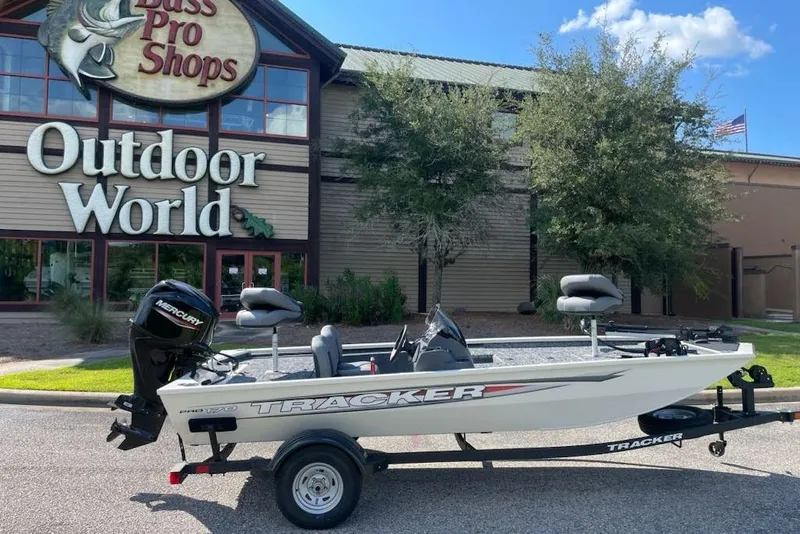 Slide: The Image of 2026 Tracker Pro 170 boat outside Bass Pro Shops Outdoor World. - 68