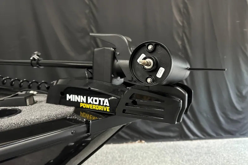 Slide: The Image of Minn Kota PowerDrive on 2026 Tracker Pro Guide V-16 SC boat, close-up view. - 8