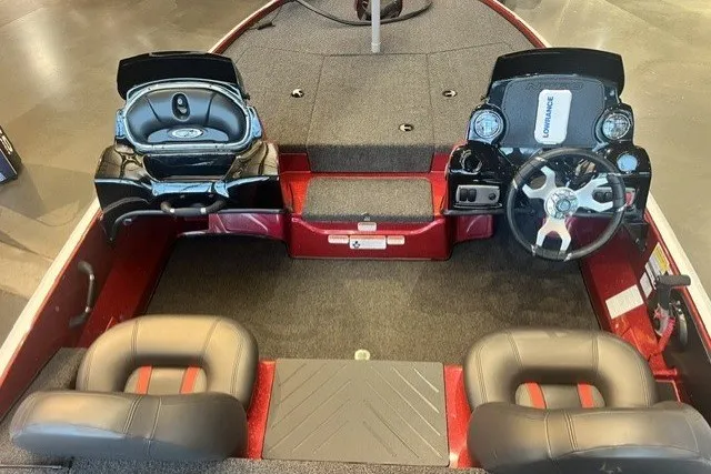 Slide: The Image of Interior view of a 2026 Nitro Z17 boat with dual consoles and seating. - 11