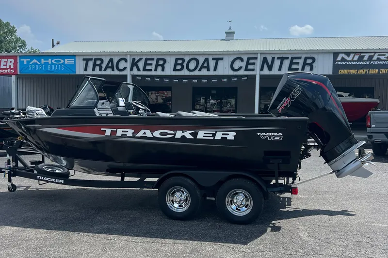 The Image of 2026 Tracker Targa V-18 Combo boat at Tracker Boat Center, side view. - 0