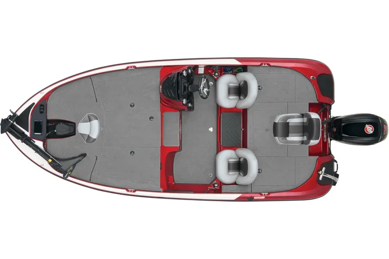 Slide: The Image of 2026 Nitro Z17 boat interior with sleek black and red seating, steering wheel visible. - 4