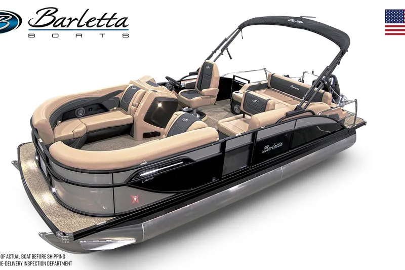 Slide: The Image of 2026 Barletta C22UC pontoon boat with luxurious seating and sleek design. - 13