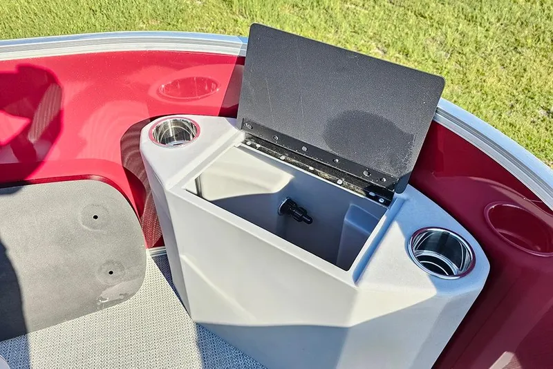 Slide: The Image of 2026 Bentley Pontoons 200 Fish CWT interior with seating and control panel. - 23