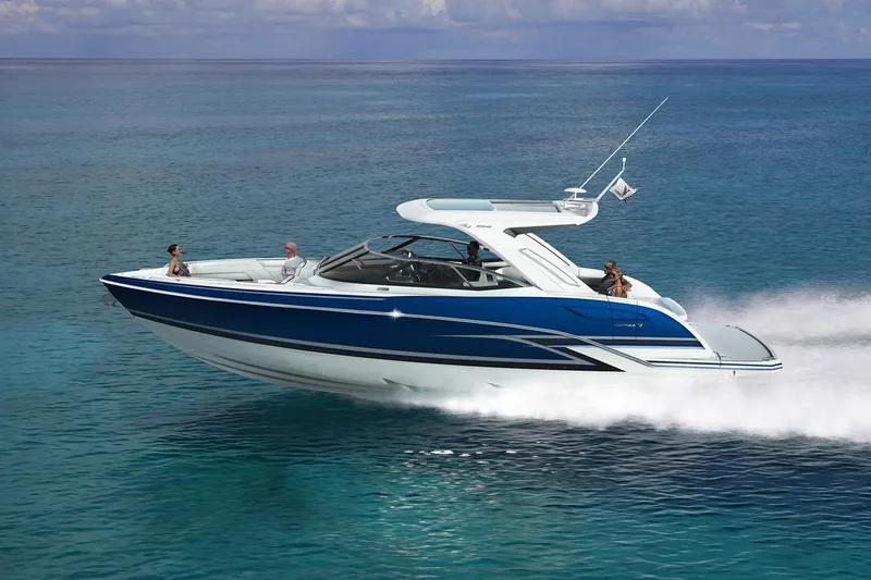 The Image of Manufacturer Provided Image: 2026 Formula 360 Crossover Bowrider I/O cruising on clear blue water. - 0
