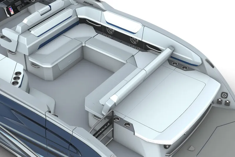 Slide: The Image of Manufacturer Provided Image: 2026 Formula 360 Crossover Bowrider I/O interior with spacious seating and modern design. - 12