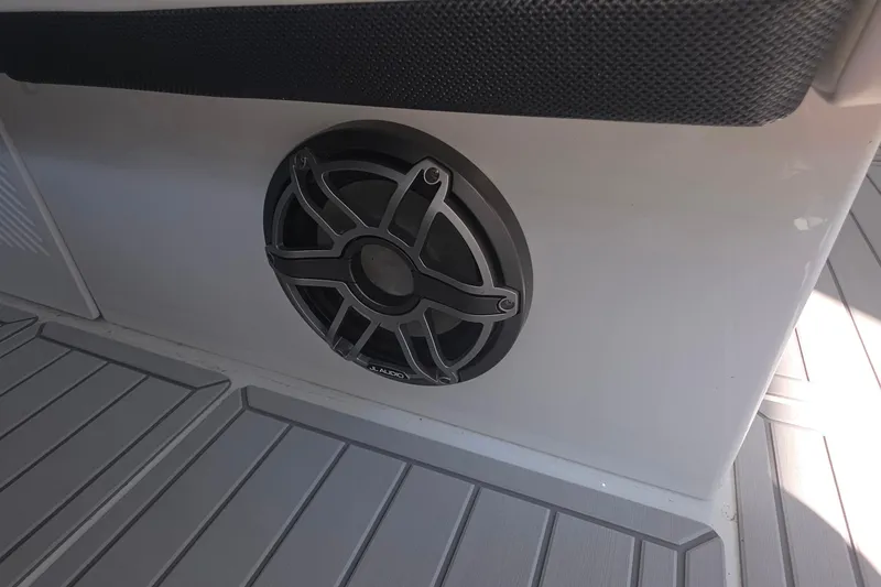 Slide: The Image of 2026 Formula 360 Crossover Bowrider I/O speaker detail on deck. - 25