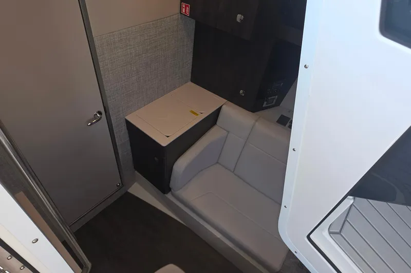 Slide: The Image of Interior of 2026 Formula 360 Crossover Bowrider I/O, featuring seating and storage. - 31