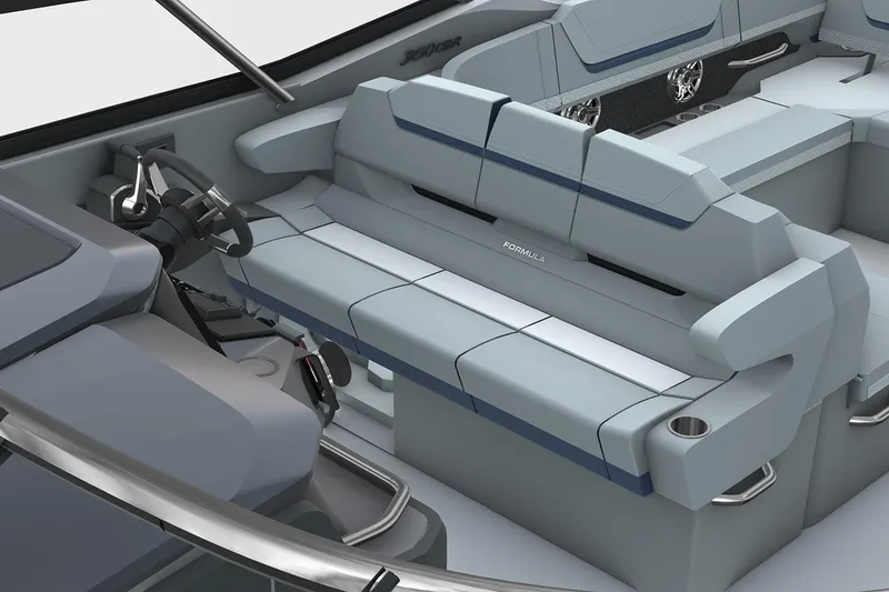 Slide: The Image of Manufacturer Provided Image: 2026 Formula 360 Crossover Bowrider I/O interior with sleek seating and modern design. - 7