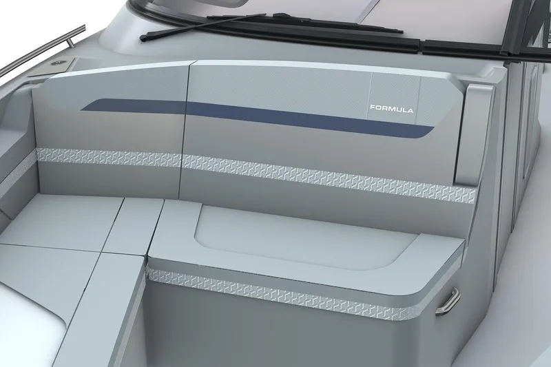 Slide: The Image of Manufacturer Provided Image: 2026 Formula 360 Crossover Bowrider I/O interior seating, featuring sleek design and modern upholstery. - 9
