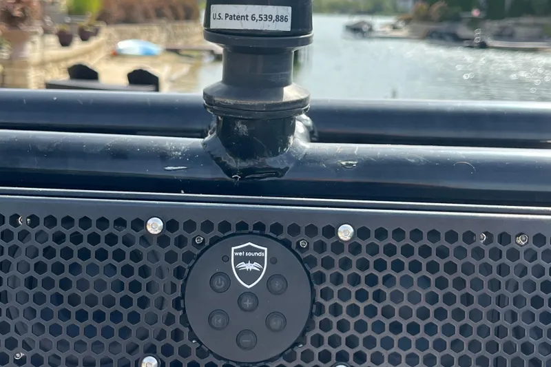 Slide: The Image of Heyday WT-1 2017 boat speaker system with Wet Sounds control panel on a sunny day. - 8