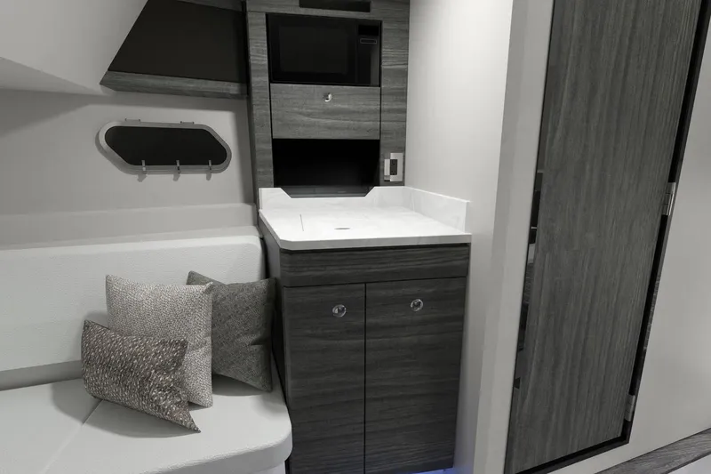 Slide: The Image of Manufacturer Provided Image: Interior of 2026 Formula 380 Super Sport Crossover OB, featuring modern cabinetry and seating. - 21