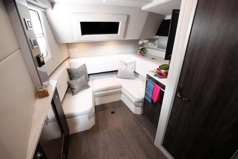 Slide: The Image of Manufacturer Provided Image: Luxurious interior of 2026 Formula 380 Super Sport Crossover OB with modern seating and decor. - 24