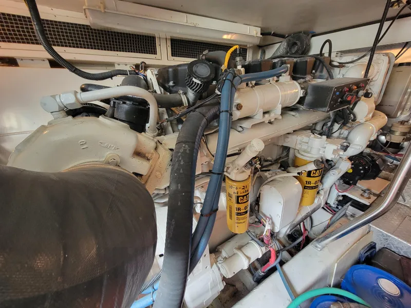 Slide: The Image of Engine room of a 2001 Ocean Yachts 56 Super Sport with CAT engines. - 46
