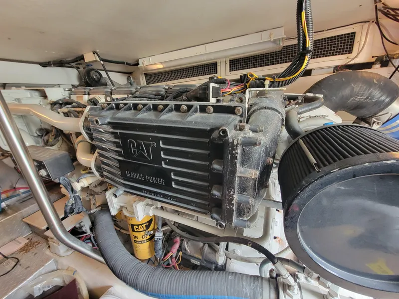 Slide: The Image of Engine room of a 2001 Ocean Yachts 56 Super Sport with CAT marine power. - 47