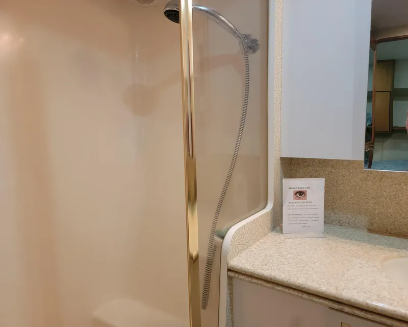 Slide: The Image of 2001 Ocean Yachts 56 Super Sport bathroom with shower and vanity. - 37