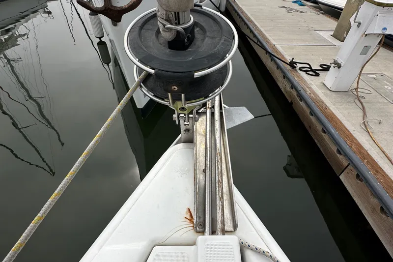 Slide: The Image of Bow of 2011 Jeanneau Sun Odyssey 33i sailboat docked at marina. - 26