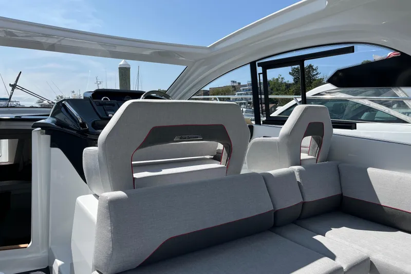 Slide: The Image of 2026 Beneteau Gran Turismo 41 interior with modern seating and sleek design. - 18