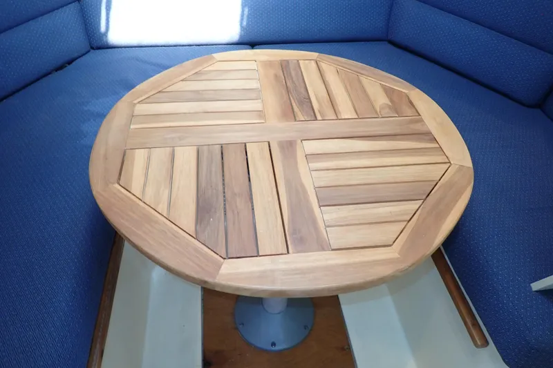 Slide: The Image of Wooden table in Albin 28 Tournament Express boat interior, 2000 model. - 38