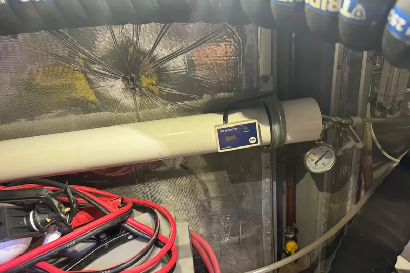 Slide: The Image of Engine room of a 1995 Nordhavn 46 yacht with TDS monitor and gauge. - 50