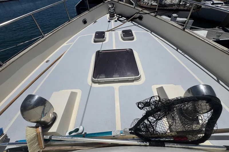 Slide: The Image of Deck of 1995 Nordhavn 46 yacht with hatches and marine equipment. - 9