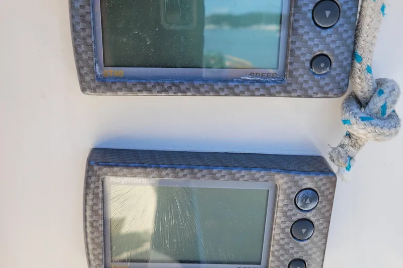Slide: The Image of Carbon fiber Raymarine ST40 displays on a 2004 Alerion Express 28 sailboat. - 17