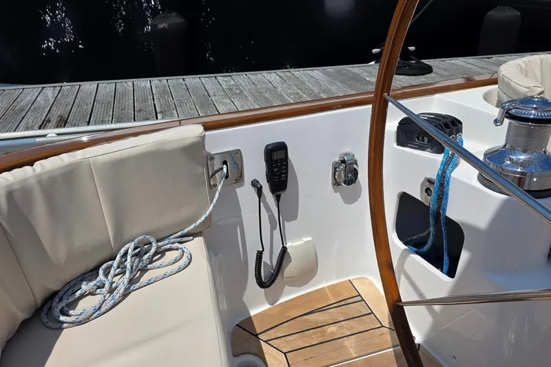 Slide: The Image of Cockpit of 2020 Alerion Express 33 sailboat with ropes and winch. - 12