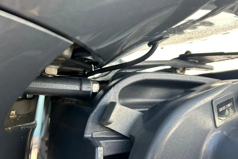 Slide: The Image of Close-up of 2019 Sea Hunt Gamefish 27 engine components and wiring. - 7