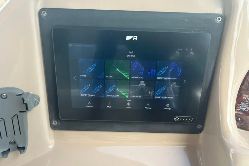 Slide: The Image of Touchscreen navigation system on a 2005 Sea Ray 360 Sundancer boat dashboard. - 22