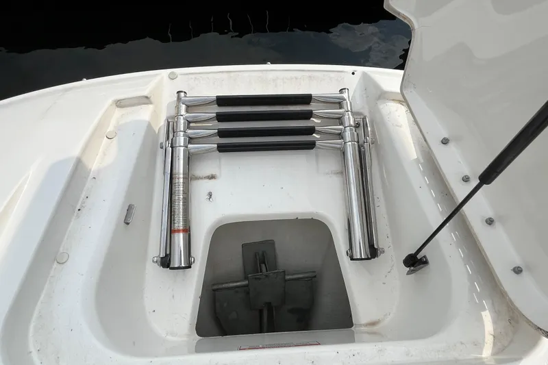 Slide: The Image of 2013 Sea Ray 280 Sundeck boat ladder and storage compartment. - 35