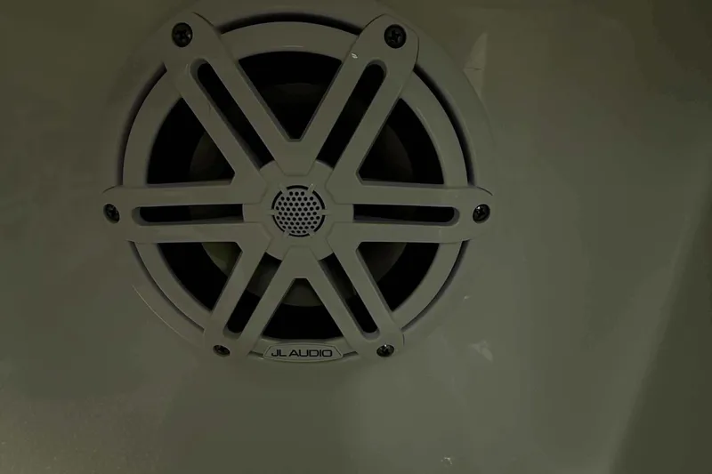 Slide: The Image of JL Audio speaker on 2020 Formula 290 Bowrider boat, close-up view. - 27
