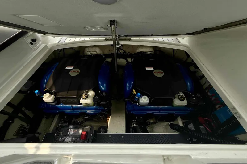 Slide: The Image of Engine compartment of a 2020 Formula 290 Bowrider boat, featuring dual Ilmor engines. - 39