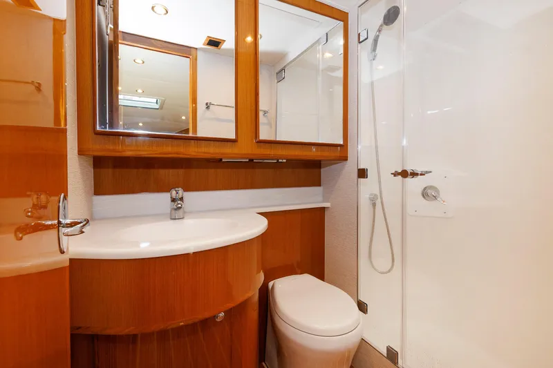 Slide: The Image of Luxurious bathroom in 2023 Henriques 42 Express Hardtop yacht with modern fixtures. - 54