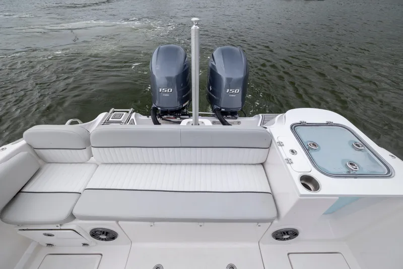 Slide: The Image of 2023 Sea Fox 268 Commander boat with dual engines and spacious seating. - 22