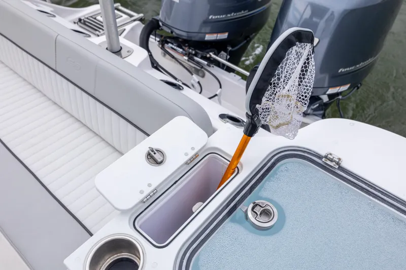 Slide: The Image of 2023 Sea Fox 268 Commander boat with fishing net and twin engines. - 29