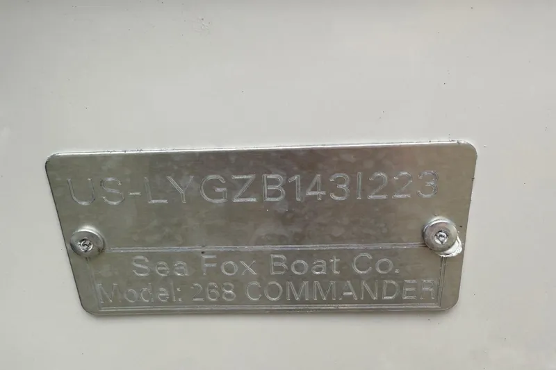 Slide: The Image of 2023 Sea Fox 268 Commander identification plate with serial number. - 41
