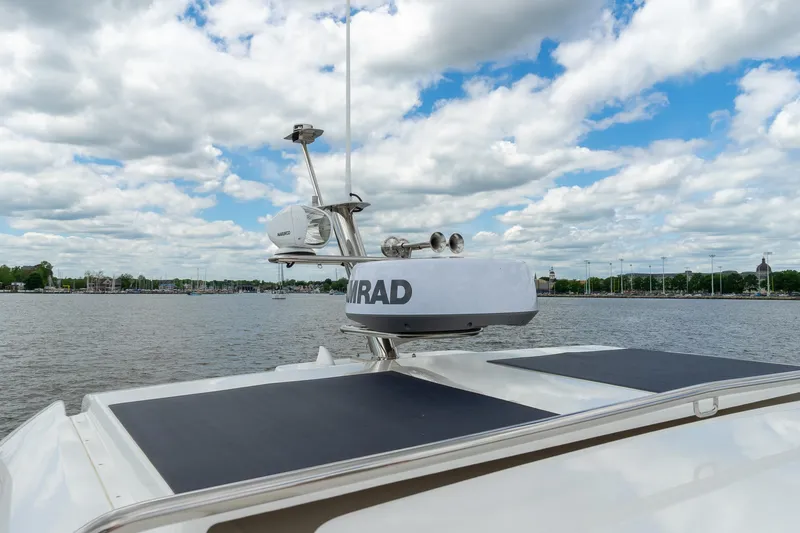 Slide: The Image of Nimbus W11 #46 boat radar system against cloudy sky, 2025 model. - 22