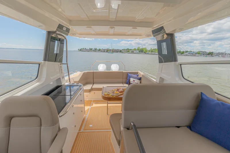 Slide: The Image of Luxurious interior of 2025 Nimbus W11 #46 yacht with scenic water view. - 64