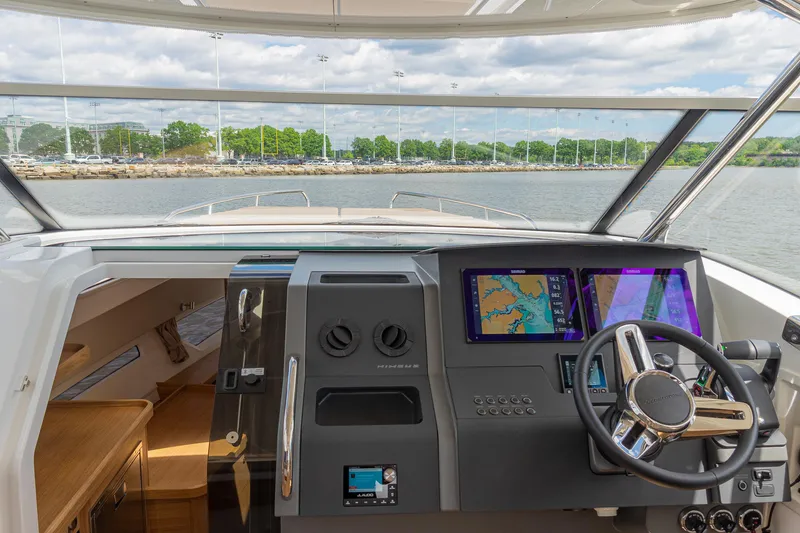 Slide: The Image of Modern Nimbus W11 #46 yacht cockpit with advanced navigation systems, 2025 model. - 65