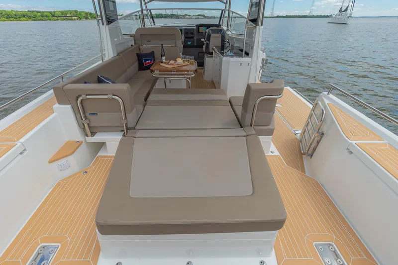 Slide: The Image of Luxurious 2025 Nimbus W11 #46 yacht interior with spacious seating and elegant design. - 74