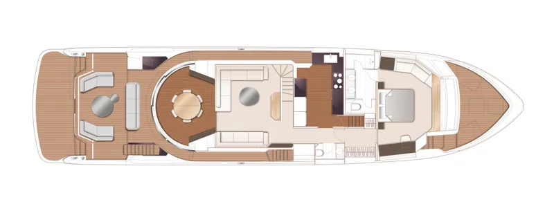 Slide: The Image of Top view layout of 2025 Princess X90 yacht, showcasing interior and deck design. - 11