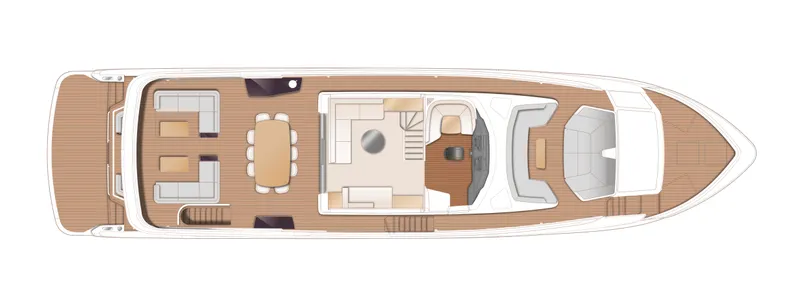 Slide: The Image of Top view layout of 2025 Princess X90 yacht, showcasing deck and interior design. - 12