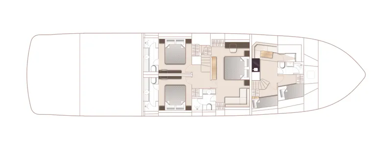 Slide: The Image of Floor plan of 2025 Princess X90 yacht, showcasing luxurious cabin layout and amenities. - 13