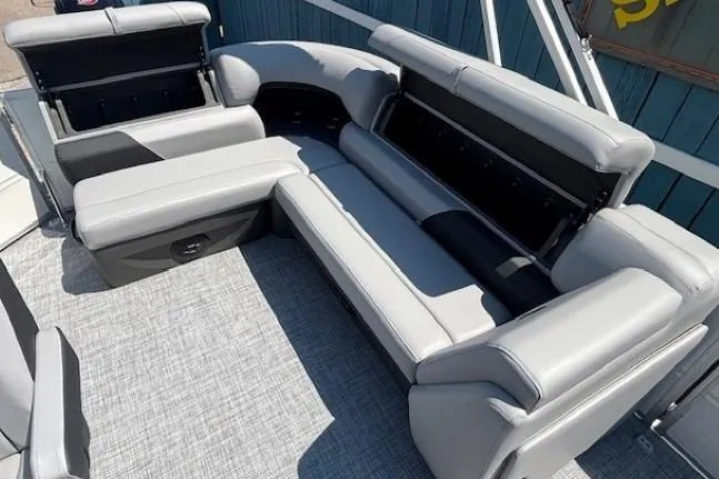 Slide: The Image of Luxurious seating on 2025 Sun Tracker Party Barge 20 DLX pontoon boat. - 20