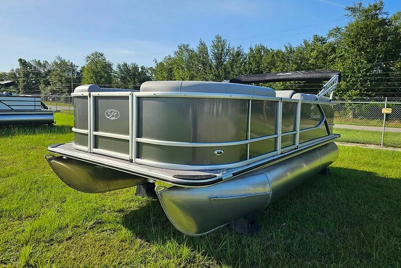 Slide: The Image of 2026 Bentley Pontoons LE 180 Cruise on grass, showcasing sleek design and modern features. - 5