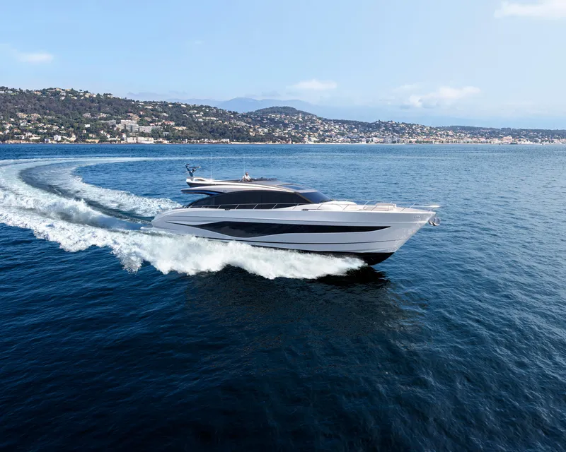 Slide: The Image of Luxury Princess S80 yacht cruising on open sea, 2025 model. - 4