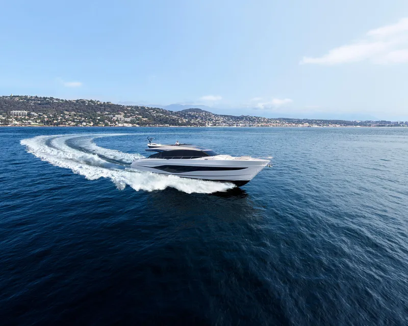 Slide: The Image of Luxury Princess S80 yacht cruising on open sea, 2025 model. - 6